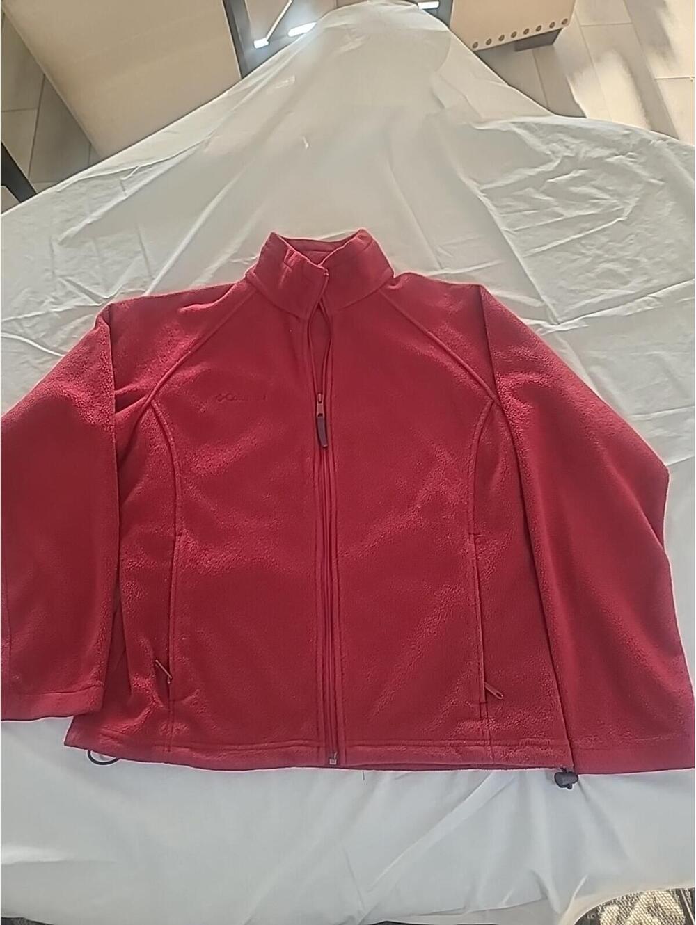 Columbia Women’s Long Sleeve Full Zip Large Red Fleece Jacket A-6 Soft Comfy